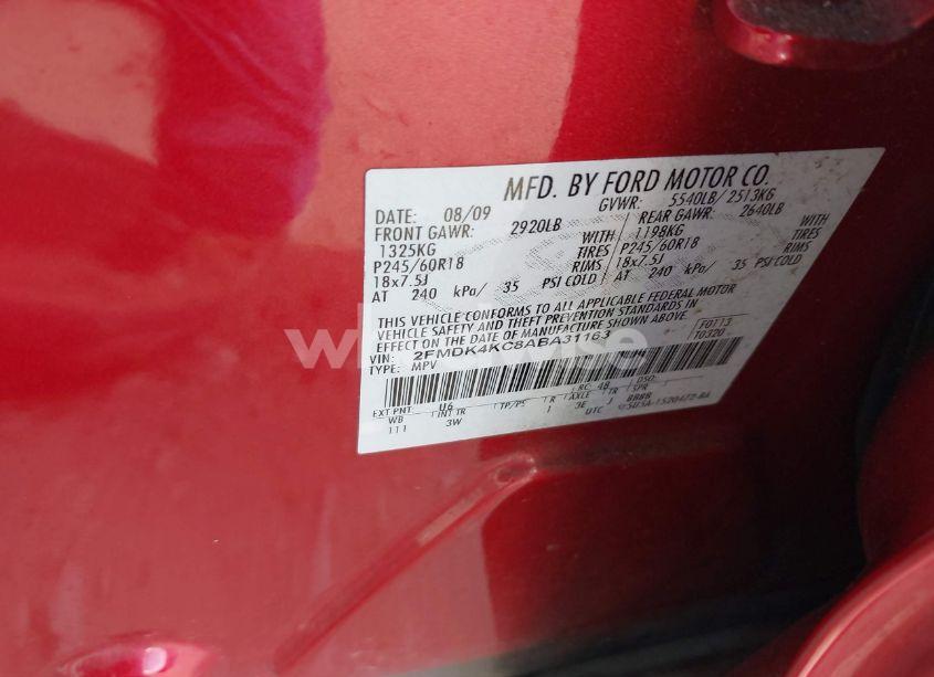 Photo 9 of 2010 Ford Edge LIMITED (VIN 2FMDK4KC8ABA31163)