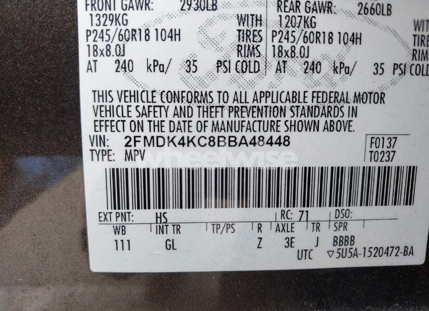 Photo 9 of 2011 Ford Edge LIMITED (VIN 2FMDK4KC8BBA48448)