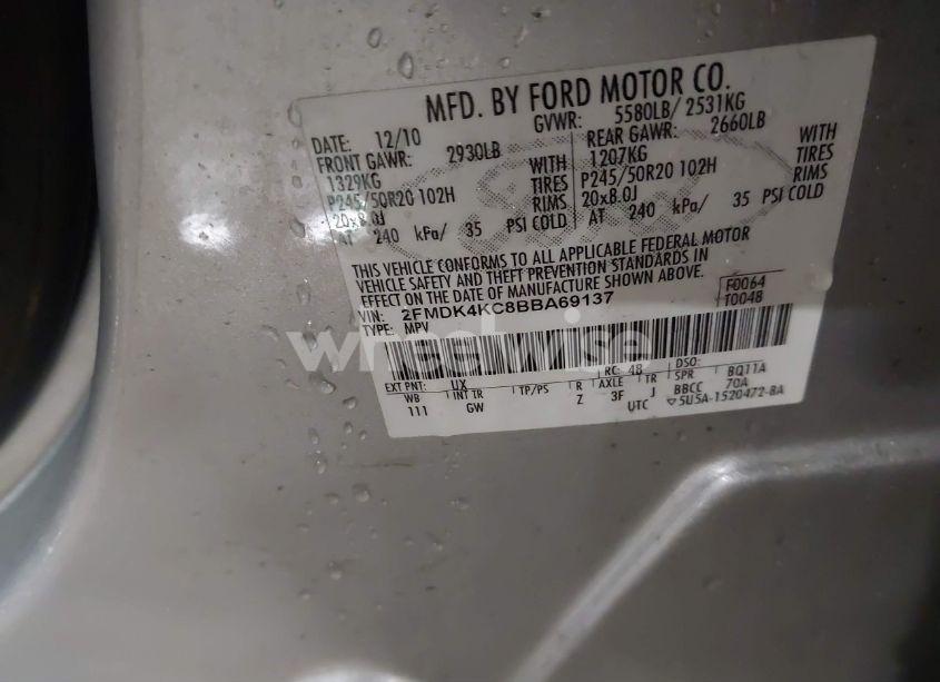 Photo 9 of 2011 Ford Edge LIMITED (VIN 2FMDK4KC8BBA69137)