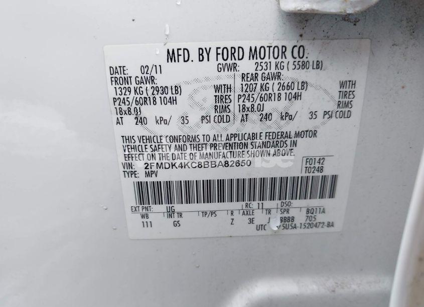 Photo 9 of 2011 Ford Edge LIMITED (VIN 2FMDK4KC8BBA82650)