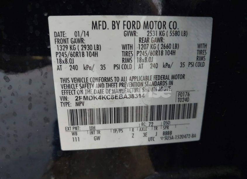 Photo 9 of 2014 Ford Edge LIMITED (VIN 2FMDK4KC8EBA38314)