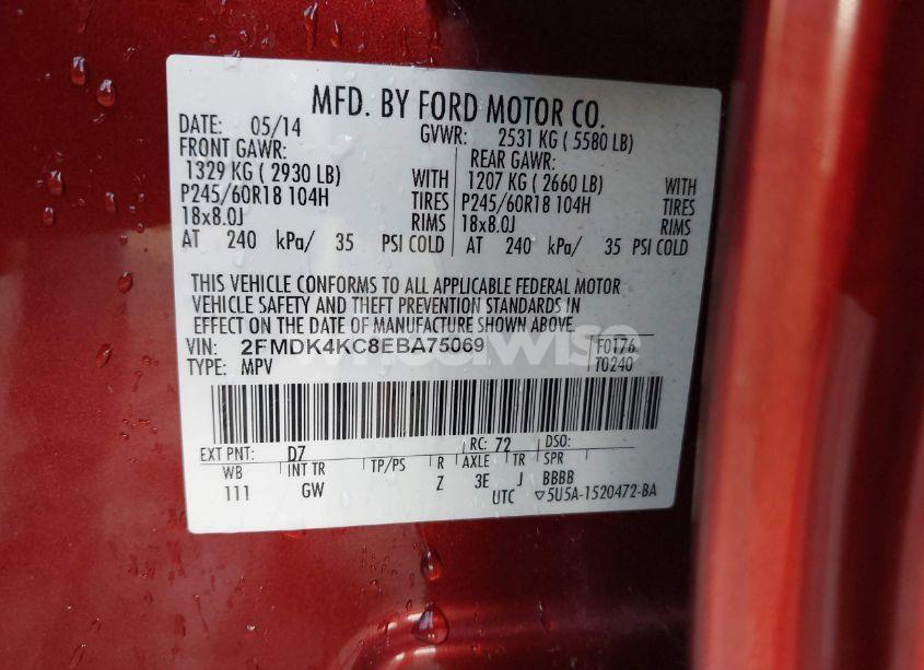 Photo 9 of 2014 Ford Edge LIMITED (VIN 2FMDK4KC8EBA75069)