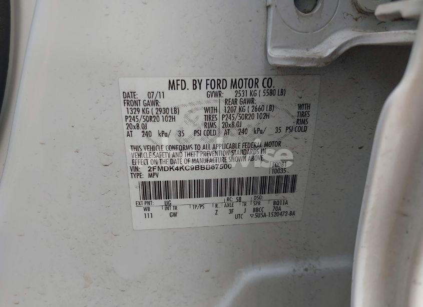 Photo 9 of 2011 Ford Edge LIMITED (VIN 2FMDK4KC9BBB67500)