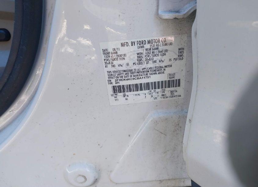 Photo 9 of 2012 Ford Edge LIMITED (VIN 2FMDK4KC9CBA11751)