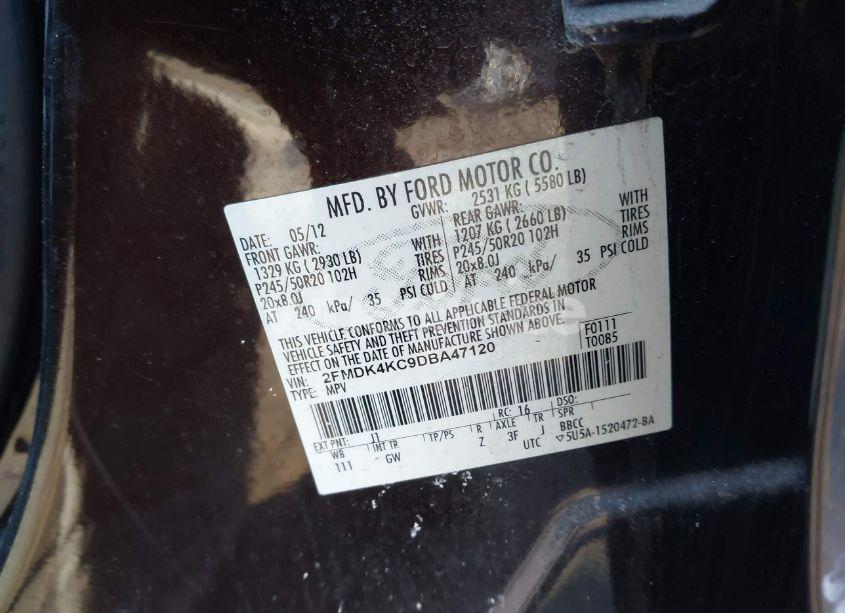 Photo 9 of 2013 Ford Edge LIMITED (VIN 2FMDK4KC9DBA47120)