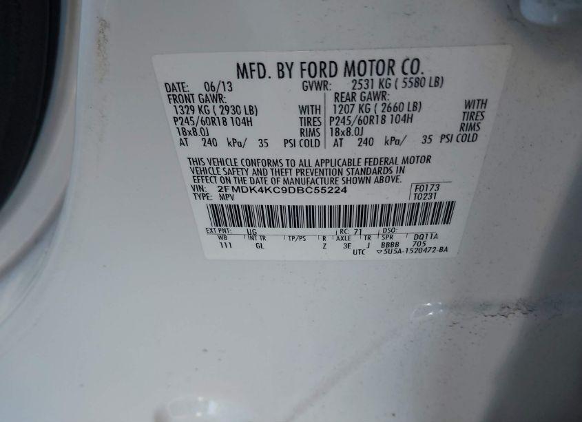 Photo 9 of 2013 Ford Edge LIMITED (VIN 2FMDK4KC9DBC55224)