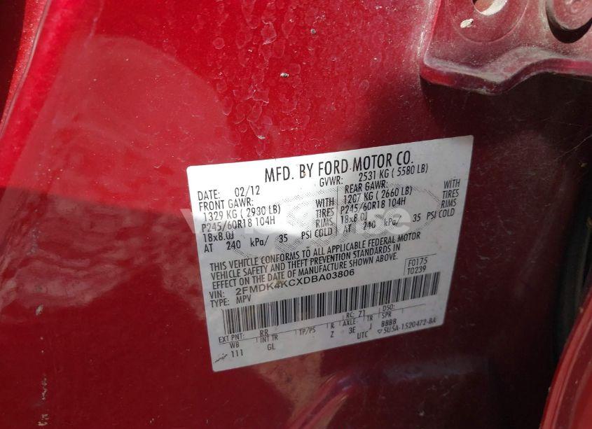 Photo 9 of 2013 Ford Edge LIMITED (VIN 2FMDK4KCXDBA03806)