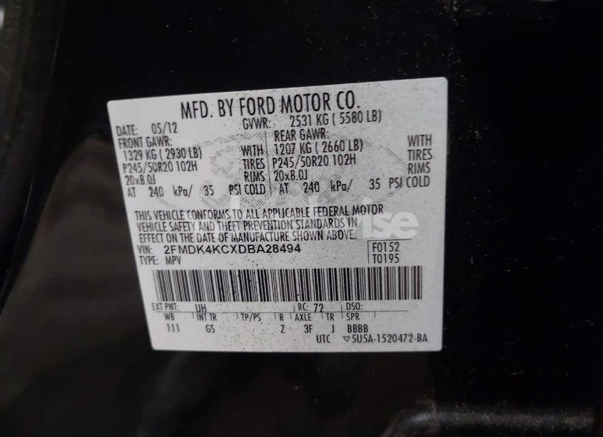 Photo 9 of 2013 Ford Edge LIMITED (VIN 2FMDK4KCXDBA28494)