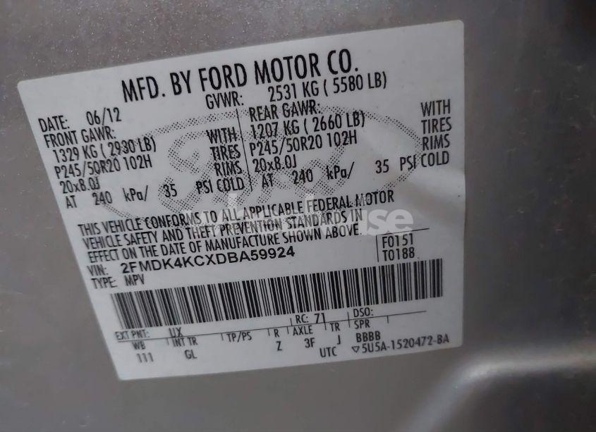 Photo 9 of 2013 Ford Edge LIMITED (VIN 2FMDK4KCXDBA59924)