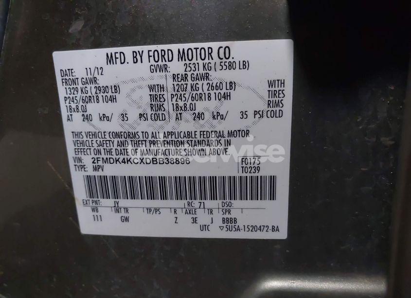 Photo 9 of 2013 Ford Edge LIMITED (VIN 2FMDK4KCXDBB38896)