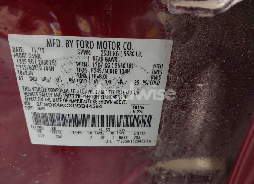 Photo 9 of 2013 Ford Edge LIMITED (VIN 2FMDK4KCXDBB44584)