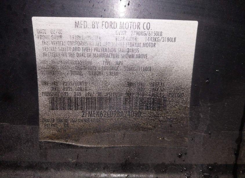 Photo 9 of 2009 Ford Flex SEL (VIN 2FMEK62C09BA24090)