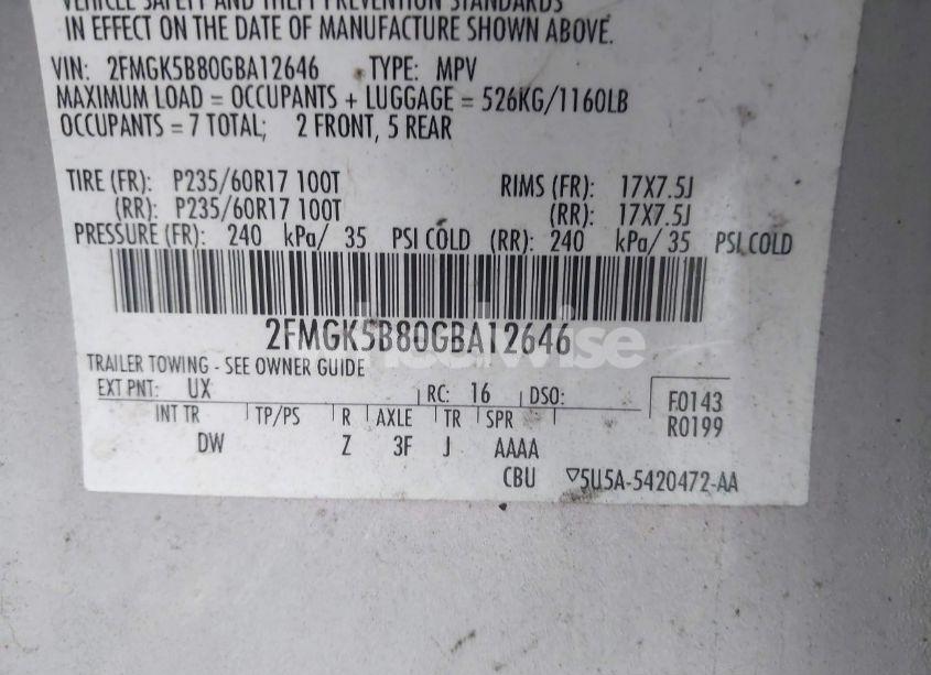 Photo 9 of 2016 Ford Flex SE (VIN 2FMGK5B80GBA12646)