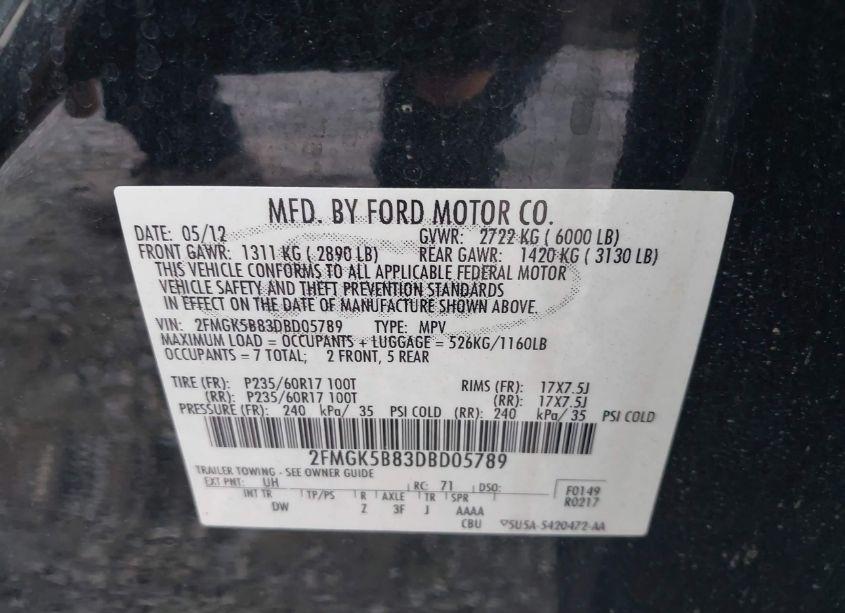 Photo 9 of 2013 Ford Flex SE (VIN 2FMGK5B83DBD05789)