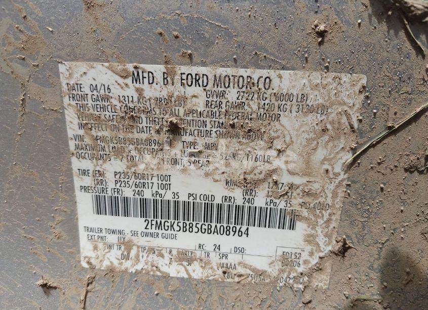 Photo 9 of 2016 Ford Flex SE (VIN 2FMGK5B85GBA08964)