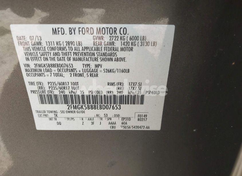 Photo 9 of 2014 Ford Flex SE (VIN 2FMGK5B88EBD07653)