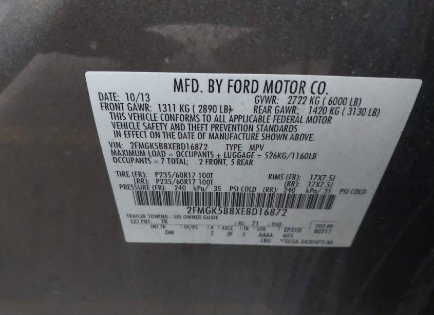 Photo 9 of 2014 Ford Flex SE (VIN 2FMGK5B8XEBD16872)