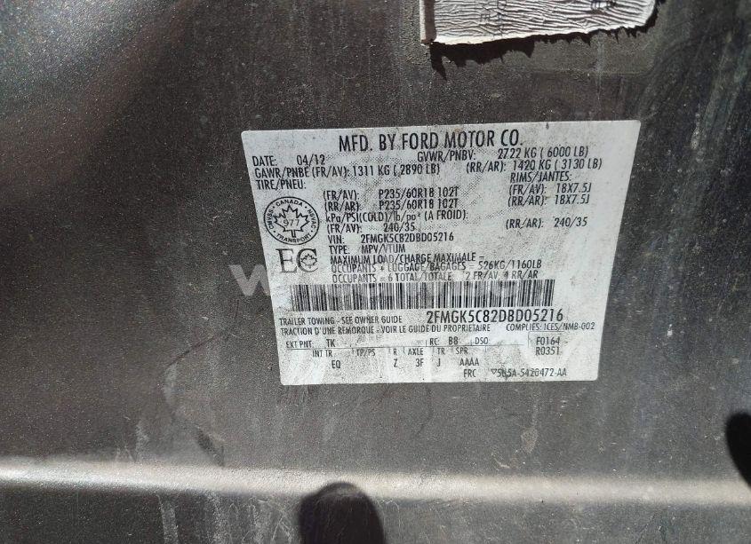 Photo 9 of 2013 Ford Flex SEL (VIN 2FMGK5C82DBD05216)