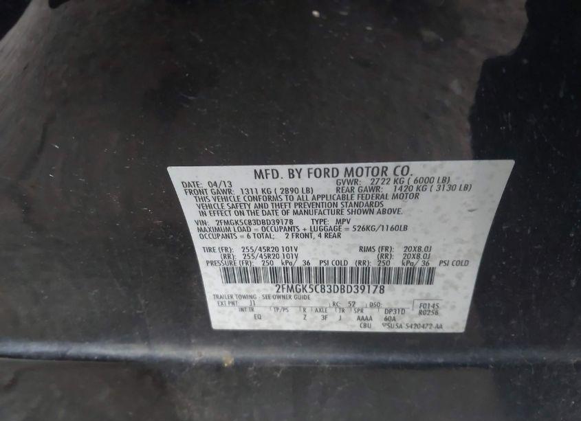 Photo 9 of 2013 Ford Flex SEL (VIN 2FMGK5C83DBD39178)