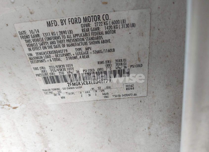 Photo 9 of 2014 Ford Flex SEL (VIN 2FMGK5C8XEBD40779)