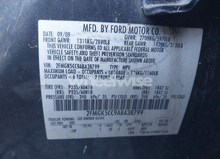 Photo 9 of 2010 Ford Flex SEL (VIN 2FMGK5CC9ABA38799)