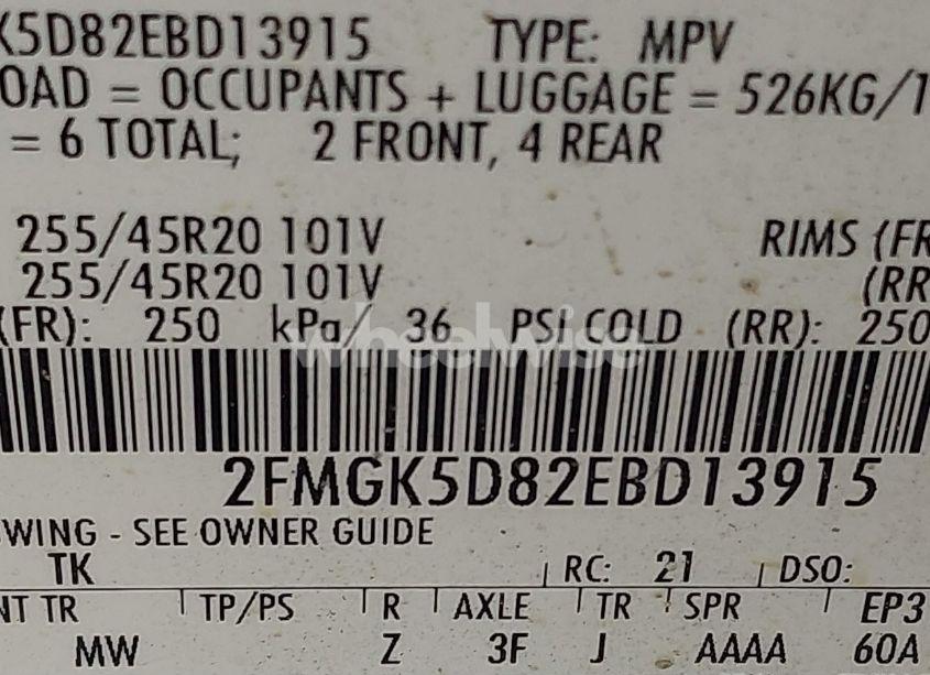 Photo 9 of 2014 Ford Flex LIMITED (VIN 2FMGK5D82EBD13915)