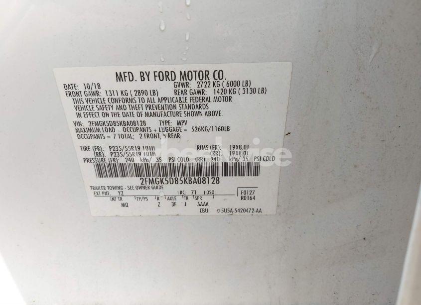 Photo 9 of 2019 Ford Flex LIMITED (VIN 2FMGK5D85KBA08128)