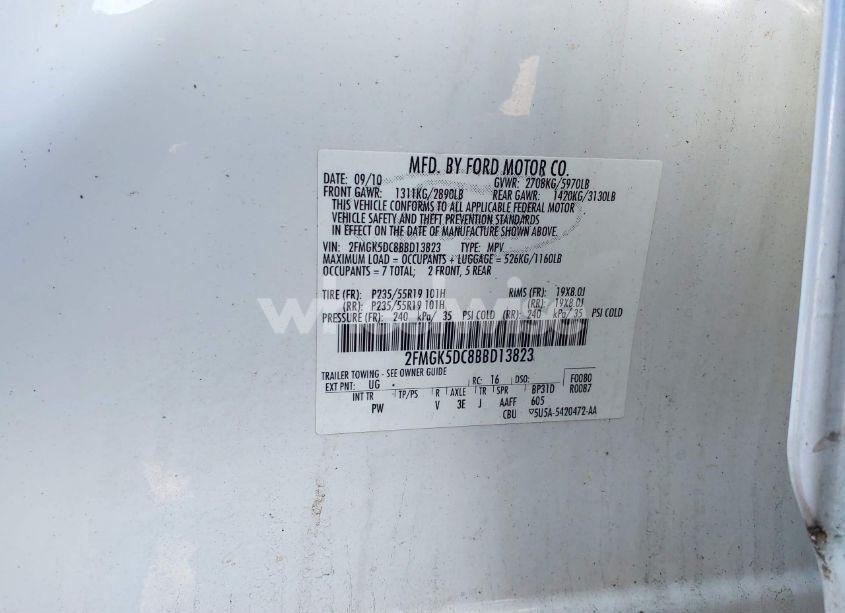 Photo 9 of 2011 Ford Flex LIMITED (VIN 2FMGK5DC8BBD13823)