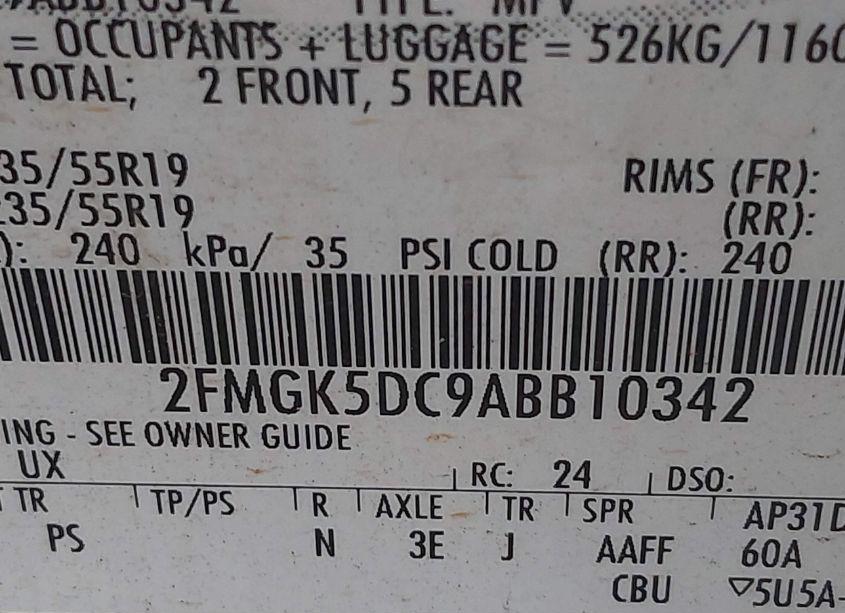 Photo 9 of 2010 Ford Flex LIMITED (VIN 2FMGK5DC9ABB10342)