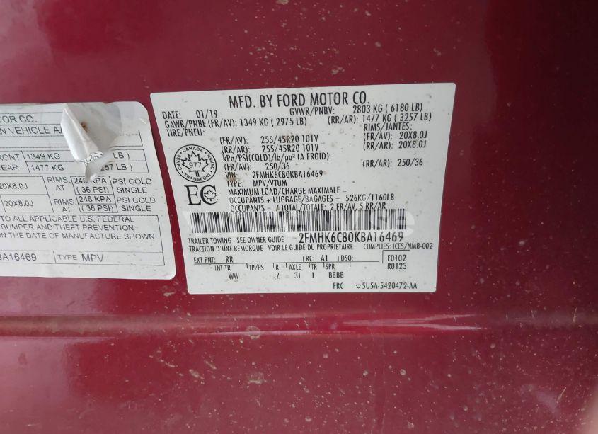 Photo 9 of 2019 Ford Flex SEL (VIN 2FMHK6C80KBA16469)