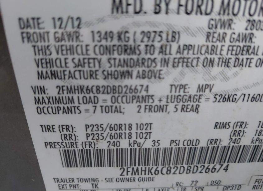 Photo 9 of 2013 Ford Flex SEL (VIN 2FMHK6C82DBD26674)