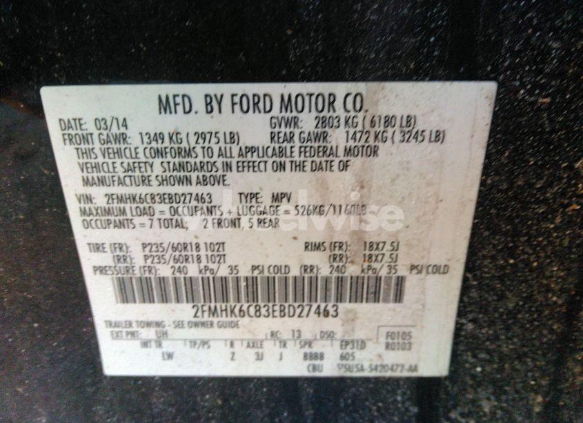 Photo 9 of 2014 Ford Flex SEL (VIN 2FMHK6C83EBD27463)