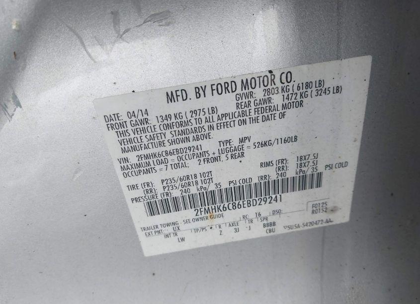 Photo 9 of 2014 Ford Flex SEL (VIN 2FMHK6C86EBD29241)