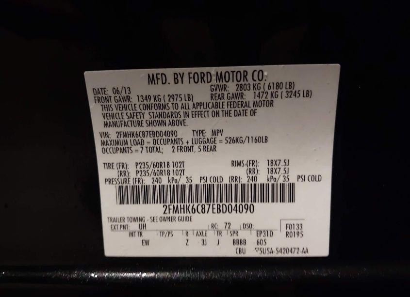 Photo 9 of 2014 Ford Flex SEL (VIN 2FMHK6C87EBD04090)