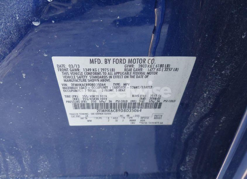 Photo 9 of 2013 Ford Flex SEL (VIN 2FMHK6C89DBD35064)