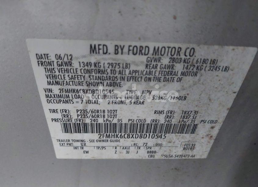 Photo 9 of 2013 Ford Flex SEL (VIN 2FMHK6C8XDBD10545)