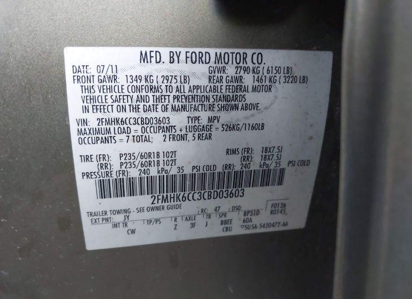 Photo 9 of 2012 Ford Flex SEL (VIN 2FMHK6CC3CBD03603)