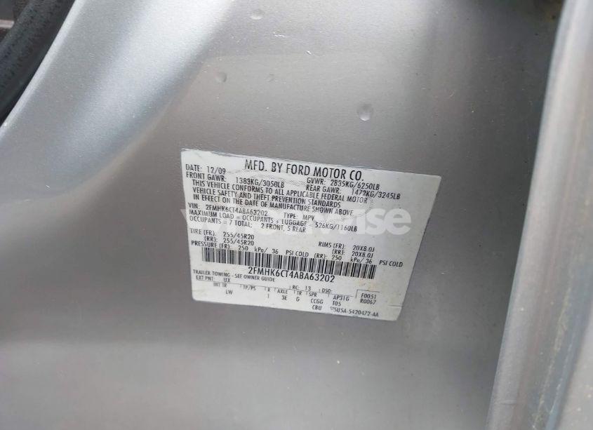 Photo 9 of 2010 Ford Flex SEL (VIN 2FMHK6CT4ABA63202)