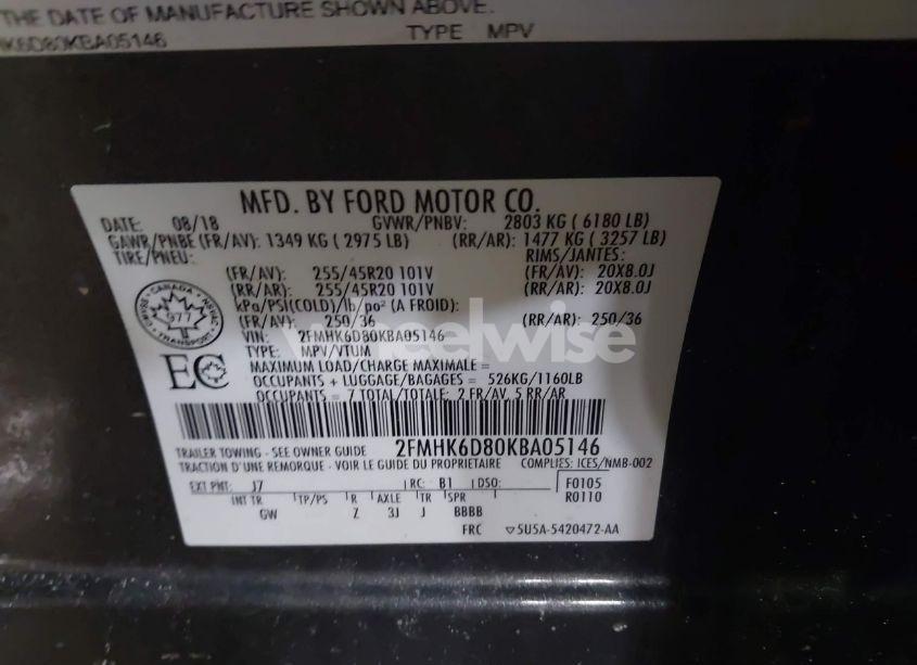 Photo 9 of 2019 Ford Flex LIMITED (VIN 2FMHK6D80KBA05146)