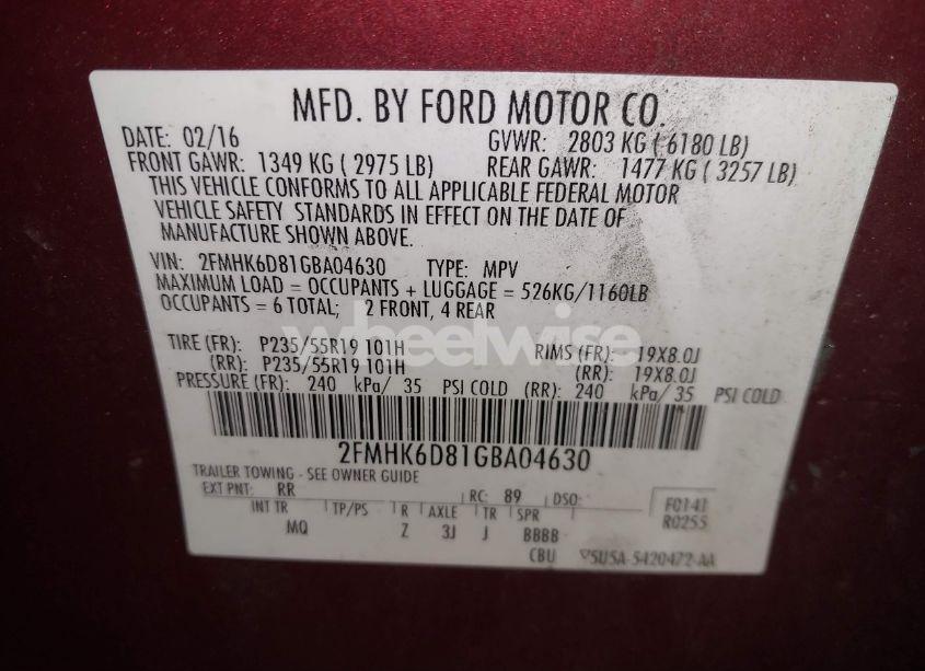 Photo 9 of 2016 Ford Flex LIMITED (VIN 2FMHK6D81GBA04630)