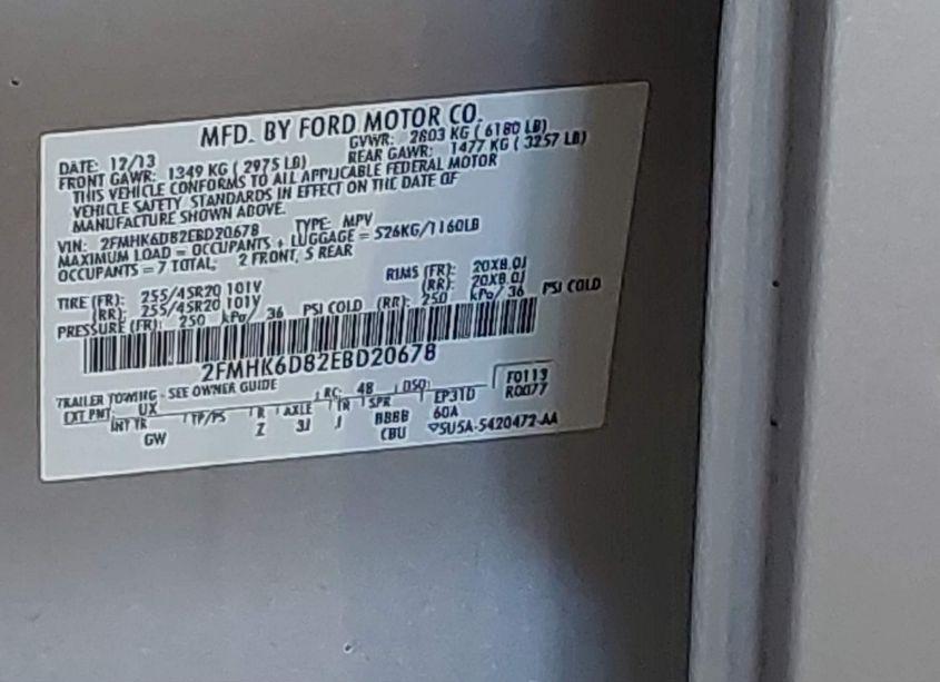 Photo 9 of 2014 Ford Flex LIMITED (VIN 2FMHK6D82EBD20678)
