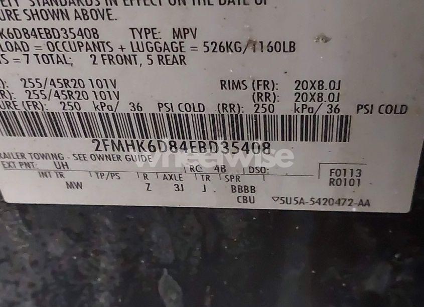Photo 9 of 2014 Ford Flex LIMITED (VIN 2FMHK6D84EBD35408)