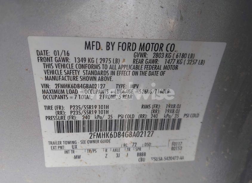 Photo 9 of 2016 Ford Flex LIMITED (VIN 2FMHK6D84GBA02127)
