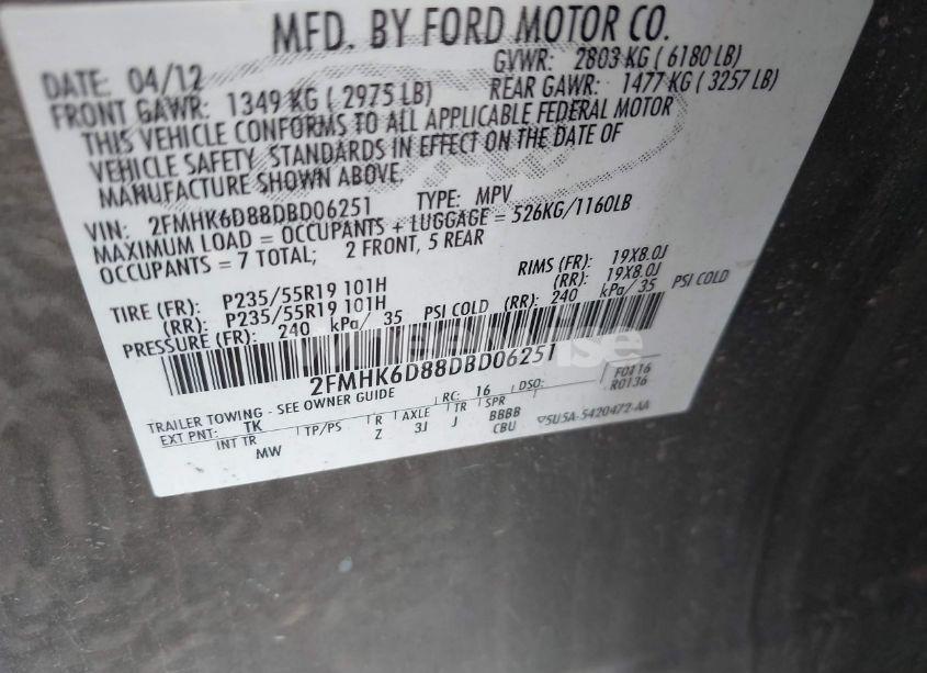 Photo 9 of 2013 Ford Flex LIMITED (VIN 2FMHK6D88DBD06251)