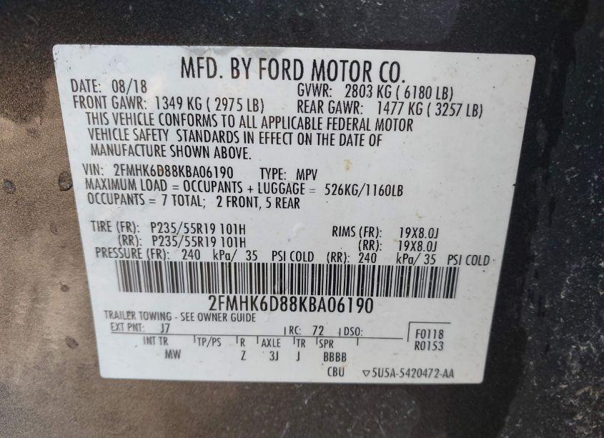Photo 9 of 2019 Ford Flex LIMITED (VIN 2FMHK6D88KBA06190)