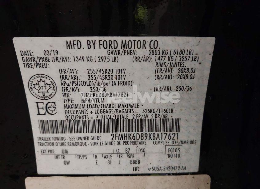 Photo 9 of 2019 Ford Flex LIMITED (VIN 2FMHK6D89KBA17621)