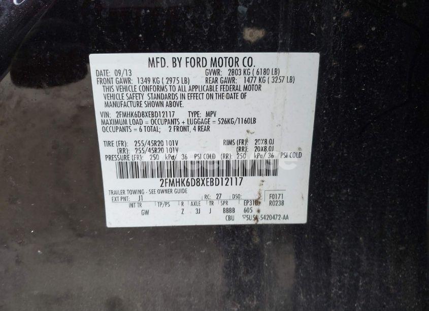 Photo 9 of 2014 Ford Flex LIMITED (VIN 2FMHK6D8XEBD12117)