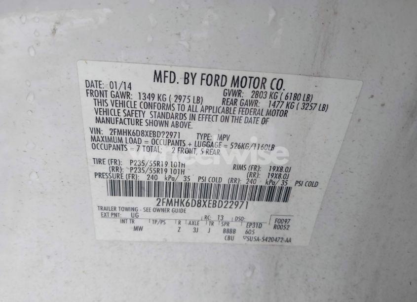 Photo 9 of 2014 Ford Flex LIMITED (VIN 2FMHK6D8XEBD22971)