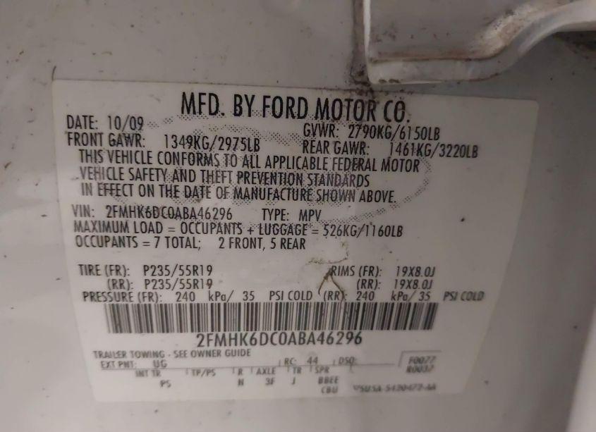 Photo 9 of 2010 Ford Flex LIMITED (VIN 2FMHK6DC0ABA46296)