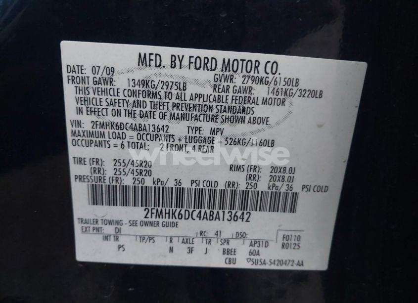 Photo 9 of 2010 Ford Flex LIMITED (VIN 2FMHK6DC4ABA13642)